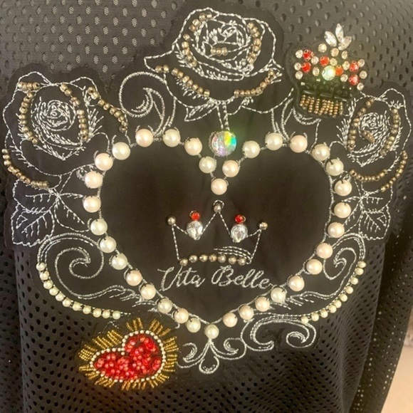 Embroidered Zipper Jacket with Pearls and Stones - Picture 4 of 7